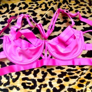 pink strappy Bra Garter set!! sz 34-36 D /M